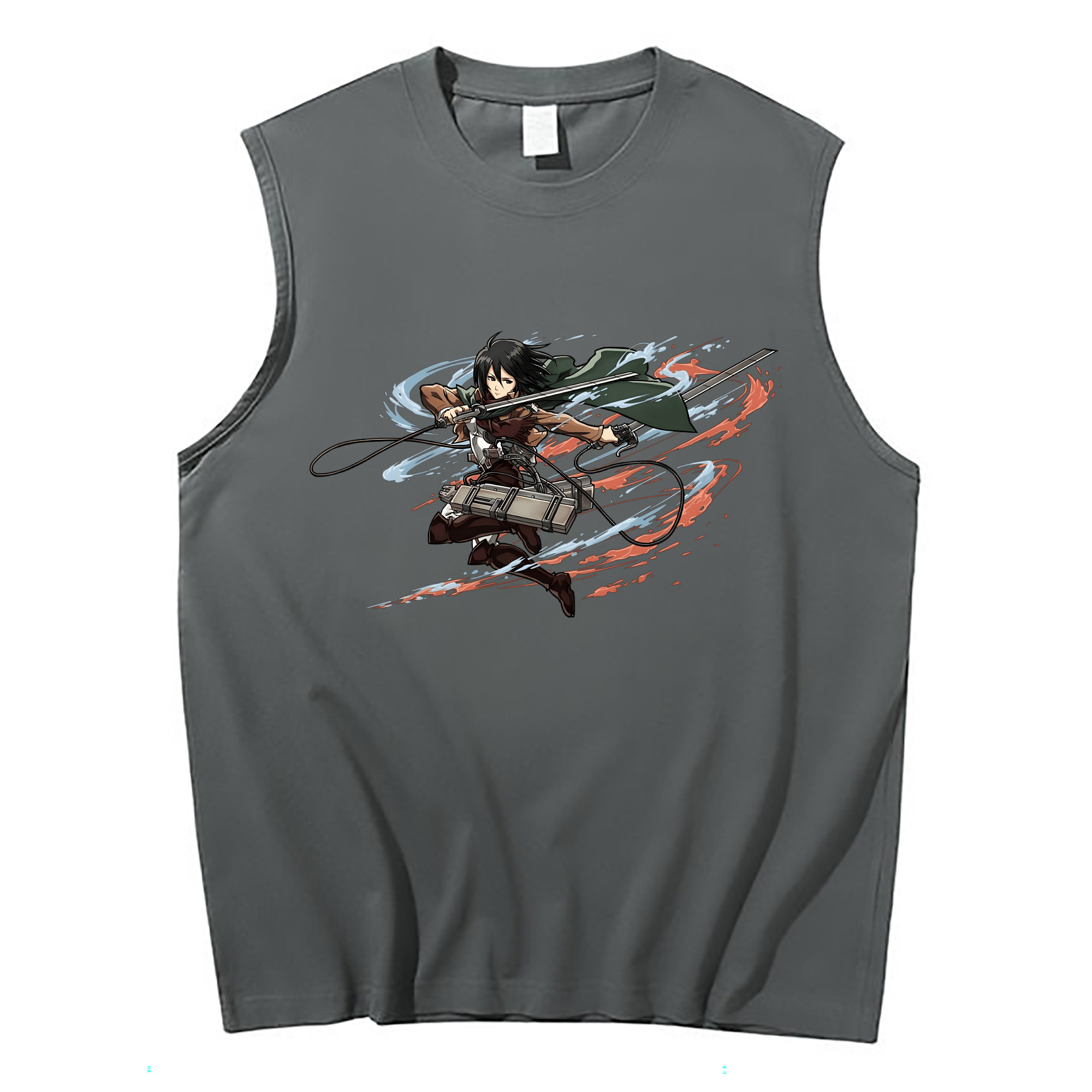 （画像用） 進撃の巨人 ミカサ·アッカーマン Attack on Titan Mikasa Ackerman コットン100％タンクトップ（フロントプリント）